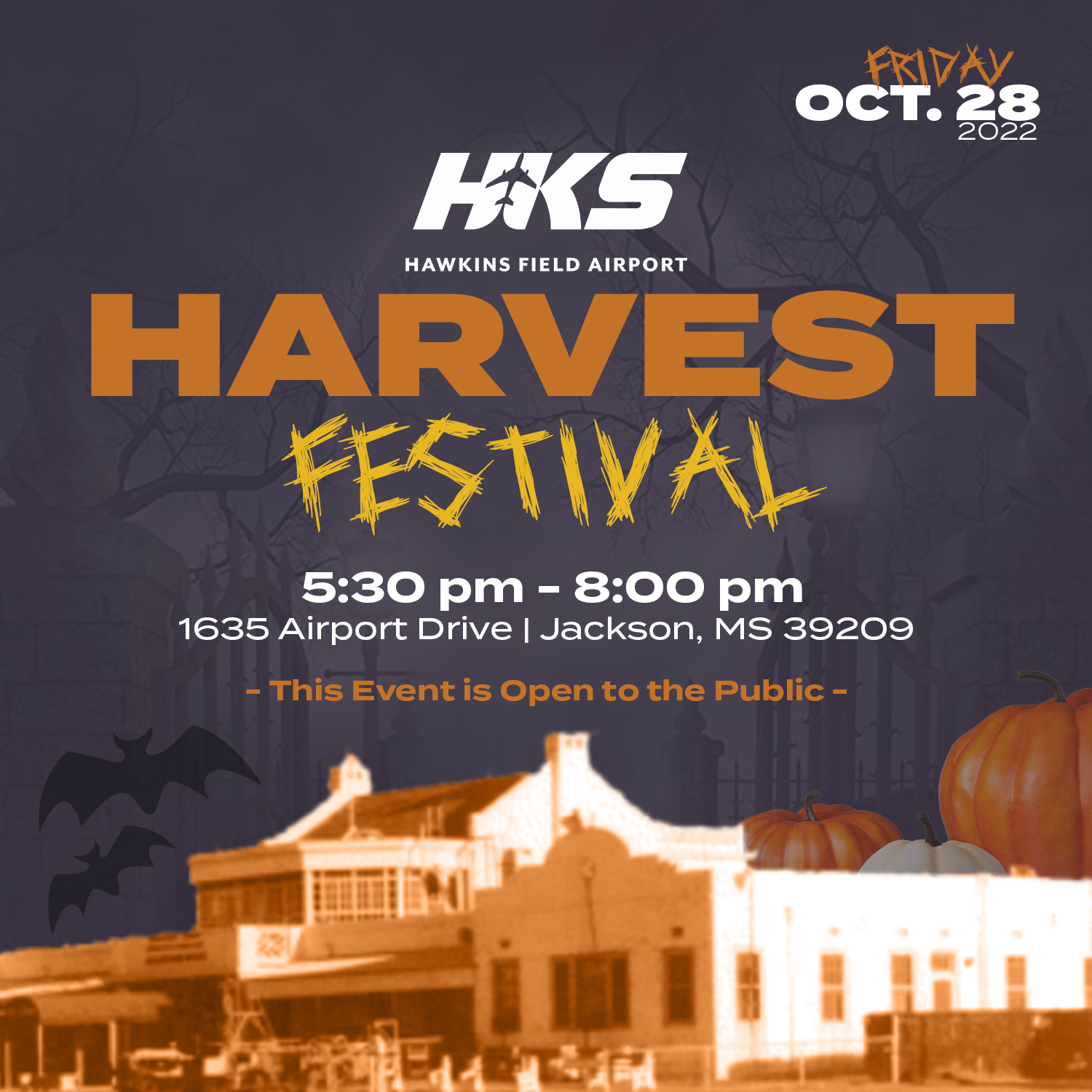 Jackson Municipal Airport Authority to Host Hawkins Harvest Festival in Celebration of the Fall Season at the Old Historic Terminal